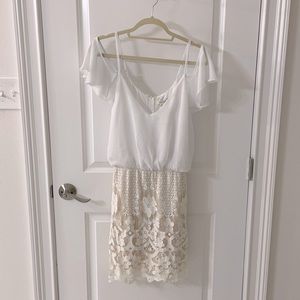 Francesca’s white and lace dress, brand new with tags, size M